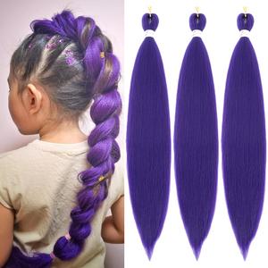 Firstcyh Hair Purple Braiding Hair Extensions 3 Packs Pre-Stretched Braiding Hair for Women Purple Hair Extensions for Braids Christmas Halloween Costume Cosplay (26 Inch D-Pur)