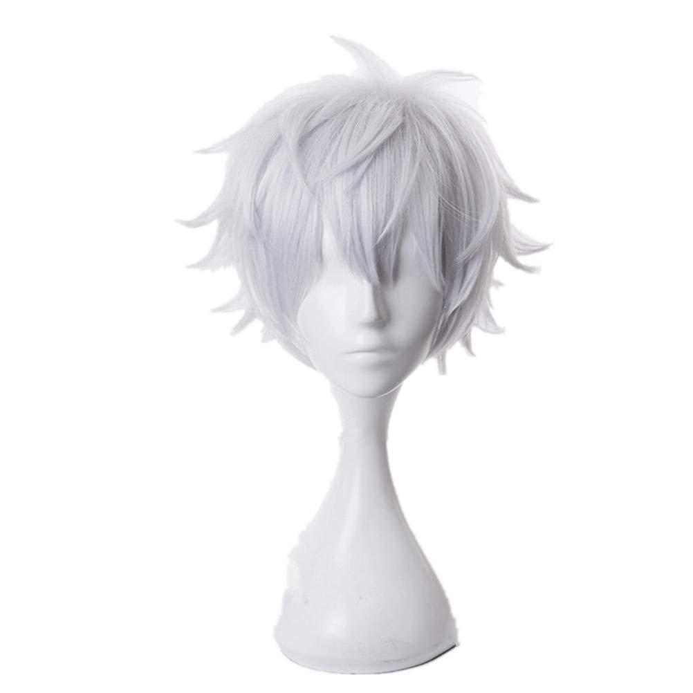 XiongXiongLe Anime Wig Cosplay JJK Gojo Satoru Silver White Costume Hair Replacement Wigs for Adult Party Halloween Christmas