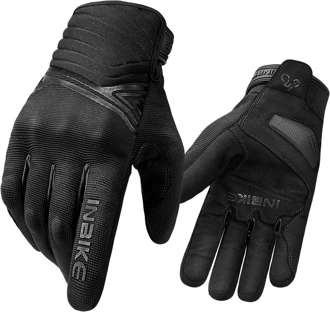 INBIKE Waterproof Winter Motorcycle Gloves Thermal Fleece Touchscreen with TPR Palm Pad Cushioning Hard Knuckle Black Medium