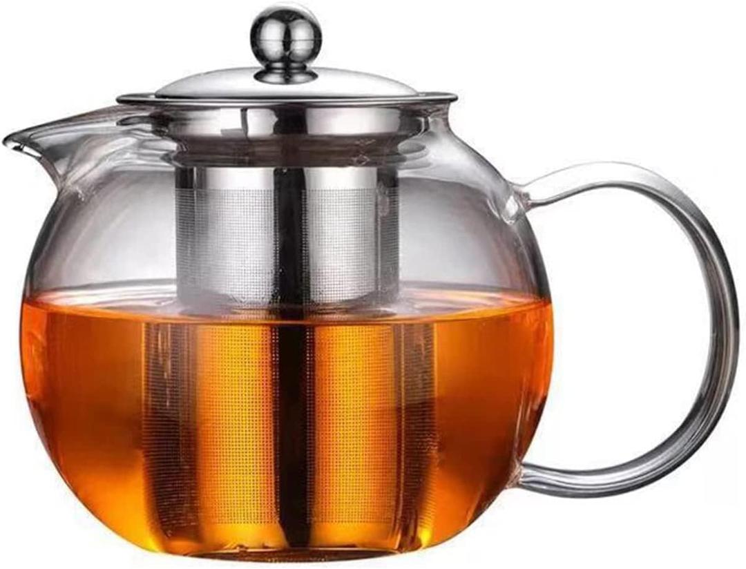 Glass Teapot with Removable Infuser Stovetop & Microwave Safe Borosilicate Clear Glass Teapot (22OZ) (22OZ / 650ML)