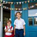 2 x Everyone is Welcome Banner, First Day of School Large Classroom Pennant Banner Colorful Flag Welcome Back to School Hanging Ornaments Classroom Decoration Supplies (Morandi)