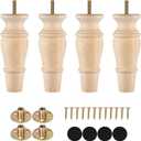 Michanco Wooden Furniture Legs 6 Inch Set of 4 Unfinished Replacement Parts for Couch Sofa Chair Ottoman Cabinet