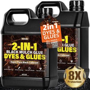 Mulch Glue -1 Gallon Black Mulch Dye, 2-in-1 Mulch Dye Black & Glue for Landscaping, Super Landscape Adhesive Landscape Lock, Fast-Dry, Non-Toxic, Mulch Binder Glue, Pea Gravel, Adhesive Mulch Glue