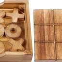 Glintoper Tic Tac Toe & 4 in a Row Tables Game Set, Classic Board Line Up 4 for Living Room Rustic Table Decor and Use as Game Top Wood Guest Room Decor Strategy Board Games for Families
