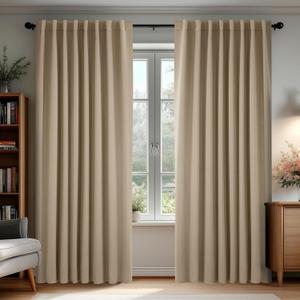 Deconovo Blackout Curtains, Thermal Insulated, W70 x L84 2 Panels, Back Tab, Machine Washable, Room-Darkening Drapes for Bedroom/Living Room, Khaki