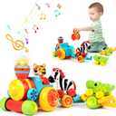 Marstone Baby Toys for 1 2 Year Old Boys and Girls Gifts, Forest Train Car Set for Toddlers 1-2, Push Animal Baby Toys 12-18 Months, Learning Toddler Toys for 1-3 Yr Old Boy Birthday Gift