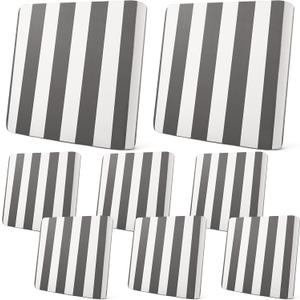 Newwiee 8pcs Patio Stretch Cushion Covers Stripe Outdoor Cushion Covers Replacement Patio Furniture Couch Slipcovers Sofa Chair Seat Soft Flexibility Protector(Gray) (Grey)