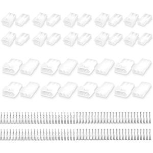 JRready ST6473 .093" Pin Connectors Kit 2 3 Pin Wire Housing Connector 50pairs 14-20AWG Matched Crimp Terminals Pin Socket Standard Molex 5.03mm Pitch Connector