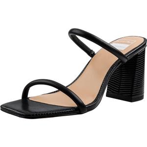 BCTEX COLL Women's High Heeled Sandal Two Strap Square Toe Slip on High-heeled Sandal High Heel Sandal Comfortable for Women 9.5