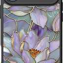 DEENAKIN for iPhone 17 Pro Max Case Cute,Aesthetic Floral Hard Shell,Compatible with Magsafe,Trendy Unique Cool Retro Western Coquette Protective Slim Phone Cover for Women Girls,Blooming Purple Lotus