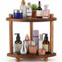 Corner Bathroom Counter Organizer, 2-Tier Bathroom Organizers and Storage, Wooden Vanity Perfume Organizer Makeup Countertop Shelf for Kitchen Dresser
