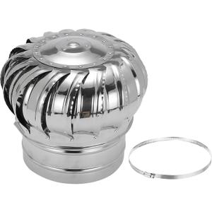 PATIKIL 7.9 Inch Exhaust Cap Roof Flue Vent Stainless Steel Roof Vent Wind Turbine Cap Cover Round Rotation Flue Vent for Outside Chimney Cover Flue Caps
