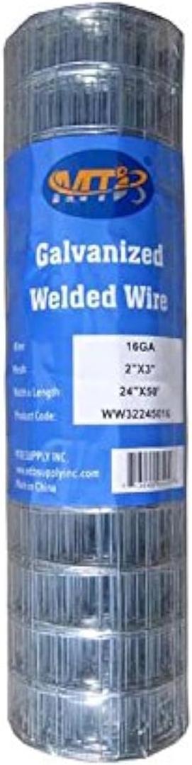 Galvanized Welded Wire Mesh Garden Economy Fence 24 Inch x 50 Foot-3 Inch x 2 Inch 16GA (24"x50'-2"x3" 16GA, galvanized silver)