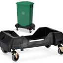 Alpine 16/23 Gallon Slim Trash Can Dolly - 4-Wheel Rectangular Plastic Rolling Garbage Can Cart, Holds Up to 200lbs (Black)