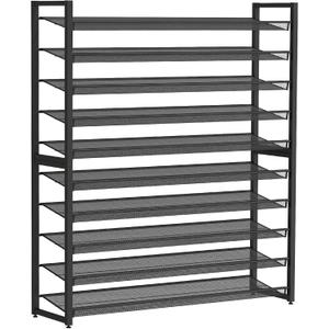 Metal Shoe Rack,Large 10 Tier Shoe Organizer, Heavy Duty Metal 5-Tier Stackable Shoe Storage Vertical Shoe Rack for Closet Front Door Entrance,Entryway,GarageUp to 62 Pairs,Black