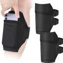 Jadive 2 Packs Cell Phone Leg Straps Leg Phone Holder Arm Smartphone Band Non Slip Ankle Wallet Calf Straps Adjustable Arm Pouch for Women Men Running Hiking Equestrian Motorcycle(Black)