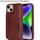 iCoverCase Compatible with iPhone 14 Plus Phone Case with Card Holder, Wallet Case for Women Men RFID Blocking PU Leather Protective Case 6.7 Inch (Dark Brown)