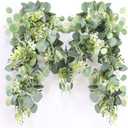 MAKHOT 5.9FT Eucalyptus Garland, Artificial Greenery Garland Flower, Green Spring Garland Wreath Vines Decorations, Fake Silver Dollar Eucalyptus Leaves Vines for Table Home Wedding Mantle Party Decor