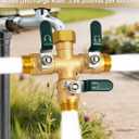 EBH Garden Hose Splitter 3 Way, Heavy Duty Solid Brass Hose Splitter with Shutoff Valves, Water Spigot Splitter With 304 Stainless Steel Handle, Full Flow Outdoor Faucet Splitter, 3/4" GHT Thread