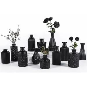 TBWIND 12pcs Glass Black Bud Vases Set, Small Vases for Flowers, Bud Vase for Centerpieces in Bulk, Mini Vintage Vase for Rustic Wedding Decorations, Office and Home Table Flower Décor