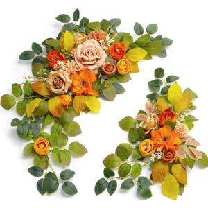 WEIERYUE(Pack of 2 Artificial Flowers Decorations, Wedding Flowers, Wedding, Banquet, Party, Reception Entrance Welcome Sign and Background Decoration(Autumn Caramel)
