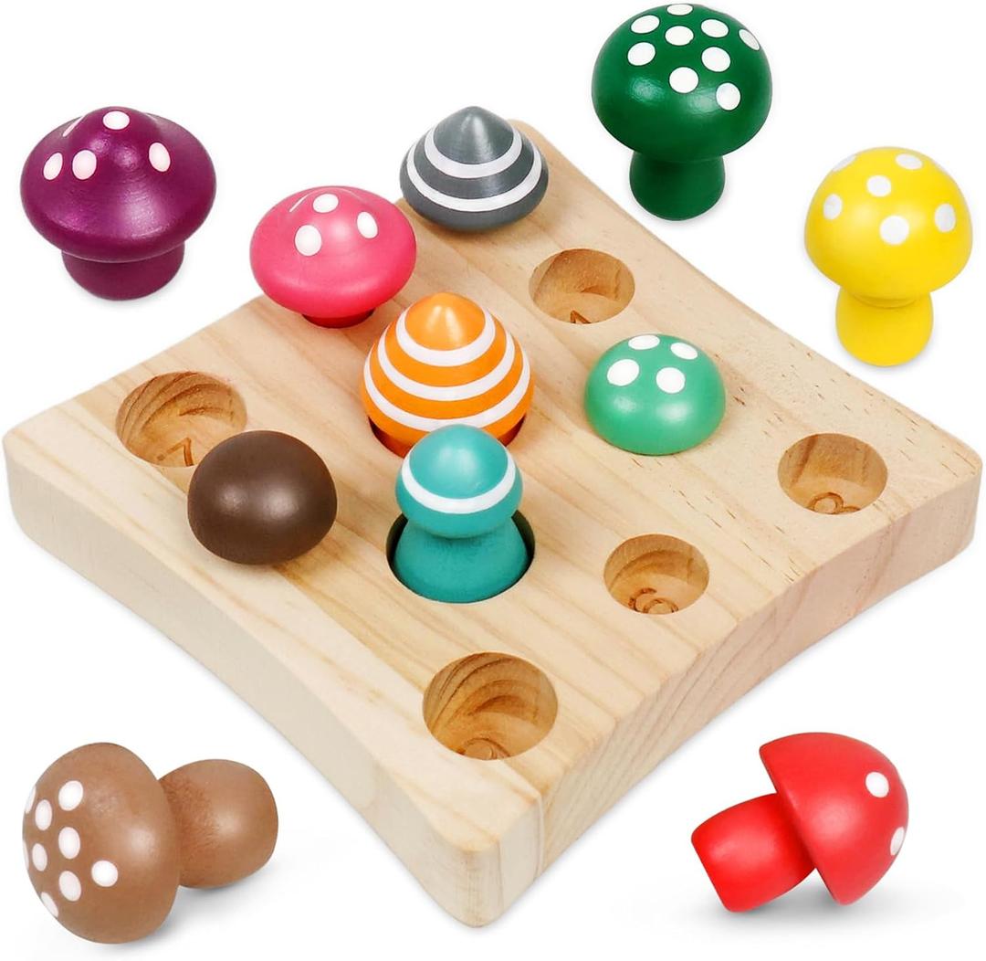 Montessori Toys for 2 Year Old Boys Girls,Ealry Preschool Educational Learning Color Sorting & Mushroom Puzzle Matching Games Easter Basket Stuffers Gift for Toddlers