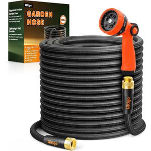Nitigo Ultra Lightweight Garden Hose 100FT, Non-Expanding Water Hose with 10-Function Nozzle, Wear-Resistant Nylon Outer Layer, No-Kink, Leak-Proof, Burst 280 PSI for Yard, Outdoor (3/4" GHT)