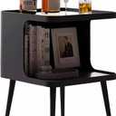 Modern Metal Side Table Nightstand, Small Square End Table for Bedroom & Living Room, Matte Black Bedside Table with Storage, Minimalist Accent Table for Small Spaces, 13.78 inches x 9.85 inches x 19.68 inches