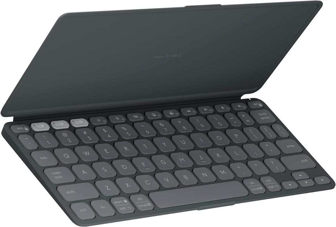 Logitech Keys-to-GO 2 Portable Bluetooth Tablet Keyboard with Built-in Cover, Slim & Compact Wireless Keyboard for Windows, Android, Linux, iPad, iPhone, Mac, Apple TV - Graphite