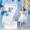 4 FT Light Up Marquee Letters, Giant Mosaic Letter Cool White and Warm White LED, Large Lighted Alphabet Lights for Balloons Birthday Party Anniversary Wedding Decorations, Letter Z