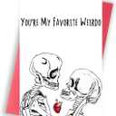 9 x Dark Humor Valentines Day Gifts for Him Her, Goth Spooky Valentines Day Card, Skeletons Valentines Day Cards Gifts for Boyfriend Girlfriend husband Wife - You're My Favorite Weirdo