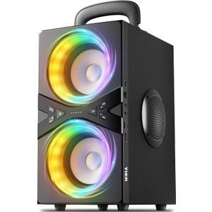 YIER Party Bluetooth Speaker:80W Peak Large Stereo Sound for Outdoor,Deep Bass,TWS,Loud with Lights,Portabe Wireless Big Speakers with Long Playtime,House,Projector,Movie
