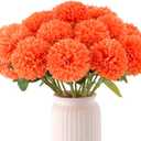 Hananona 12 Pcs Artificial Chrysanthemums Flowers Marigolds Ball Flower, Orange Fake Mums Silk Fall Flowers for Autumn Dia de Los Muertos Home Decor Day of The Dead Table Centerpiece (12, Orange)