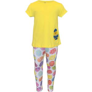 Unique Baby 2 Piece Girls Printed Leggings Outfit with Short Sleeve Shirt Kid and Toddler Clothes Set 5T