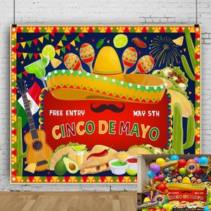 Cinco De Mayo Backdrop 10x8ft Mexican Fiesta Party Decorations May 5th Photography Background Mexico Carnival Backdrops for Birthday Baby Shower Photo Booth Props