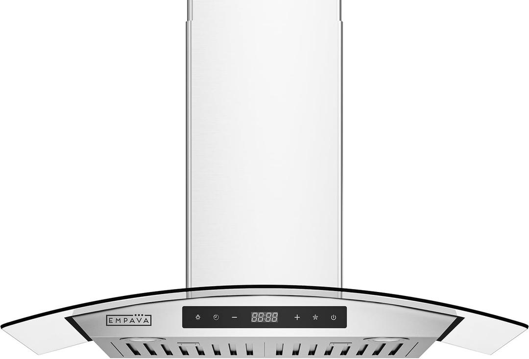 Empava Wall Mount Range Hood 30 Inch, Ducted/Ductless Kitchen Exhaust Stove Vent with Modern Style, 400CFM, 3-Speed, Touch Control, Timer, LED Lights, Stainless Steel (Charcoal-Filter Sold Separately)