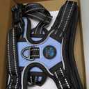 PHOEPET No Pull Dog Harness Reflective Adjustable Vest with a Training Handle, Name ID Pocket, 2 Metal Leash Hooks, 3 Snap Buckles [Easy to Put on & Take Off](S, Baby Blue)