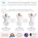 Amazing Baby Transitional Swaddle Sack with Arms Up Half-Length Sleeves and Mitten Cuffs, Small, 0-3 months, 6-14 lbs, Tiny Elephants, Sterling (Arms Up Swaddle, Transition Swaddle Sleep Sack)
