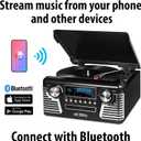 Victrola Haley Retro Bluetooth Record Player & Multimedia Center with Built-in Speakers - 3-Speed Turntable, CD Player, AM/FM Radio, 3.5mm Aux-In, Wireless Music Streaming, Black