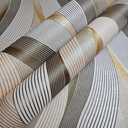 3D Wave Stripe Wallpaper Beige Embossed Vinly Non-Pasted Waterproof Wall Covering 374.00x 20.8 [ Not Peel and Stick ]