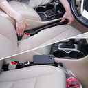 Car Seat Gap PU Filler Set of 2，Stop Things from Dropping，Filler with Organizer & Hook Function,Fill The Gap Between Seat & Console (Black)