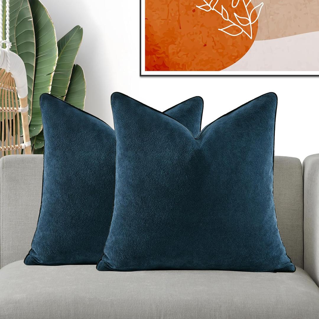 GIGIZAZA Navy Blue Modern 20x20 Pillow Covers, Chenille Throw Pillows Covers Farmhouse Living Room Decorative Couch Cushions Covers Accent Pillowcase