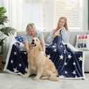 Cozy Bliss Thick Warm Sherpa Fleece Star Blanket, Double Sided Patriotic Throw Blanket Fluffy Soft Fuzzy Thick Blanket for Couch, Bed and Gifts(Navy Blue, 60" x 80")