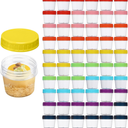 4 OZ 60 Pack Plastic Mason Jars with Colorful Screw On Lid Reusable Storage Containers Food Jars Clear Empty Jars for Kitchen