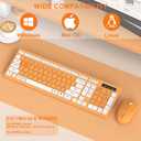 Wireless Keyboard and Mouse Combo, Reccazr 2.4G Full-Sized Keyboard and Mouse Cordless, 3 DPI Adjustable Mouse, Dual-System Keyboard for Computer/Laptop/Windows/Mac (Orange-A)