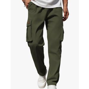 Men's Casual Cargo Sweatpants Waist Drawstring Joggers Tactical Loose Fit Pants for Men with Multi Pockets XXL