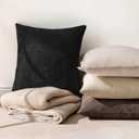 MIULEE 26x26 Inch Pack of 2 Euro Sham Decorative Throw Pillow Covers Soft Chenille Throw Pillows Textured Cushion Covers for Bed Couch Sofa Bedroom Living Room, Black