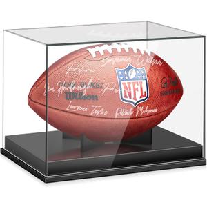 Leffis Football Display Case, Acrylic Football Case Display Case, Memorabilia Display Cases with Removable Built-in Football Display Stand for Autographed Football (No Assembly Required)
