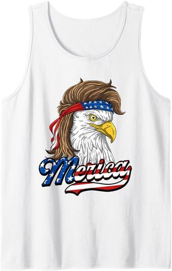 Merica - Patriotic USA Eagle Of Freedom - 4th of July Tank Top S S, White