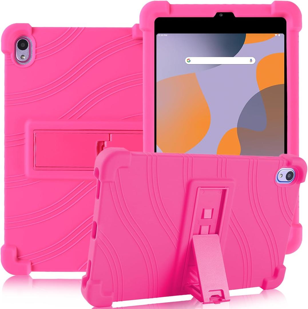ATOOZ for Walmart Onn 8 Inch Gen 4 Kids Tablet Case with Stand - Soft Silicone, Rose Red